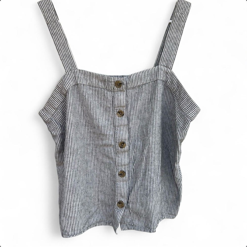 J. Crew Women’s Spring Black and White Striped Sleeveless Blouse size XL